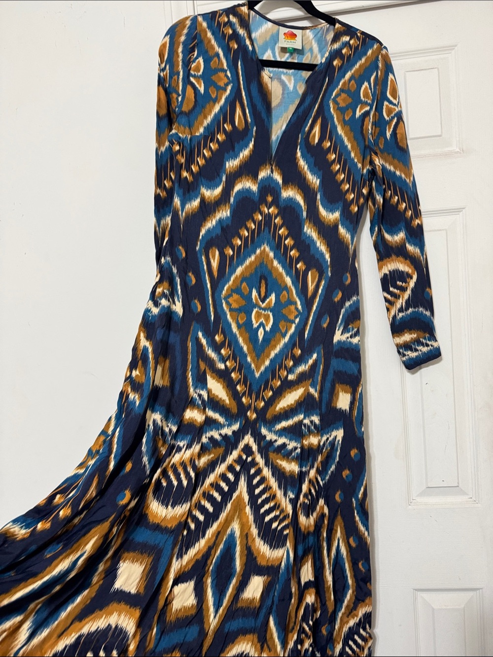 Blue Pineapple Ikat Lenzing™ Ecovero™ Viscose Maxi Dress - Picture 6 of 6
